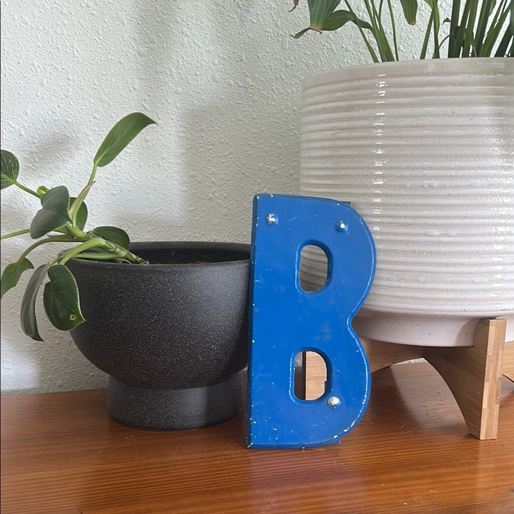 Vintage Blue Metal Letter B Decor